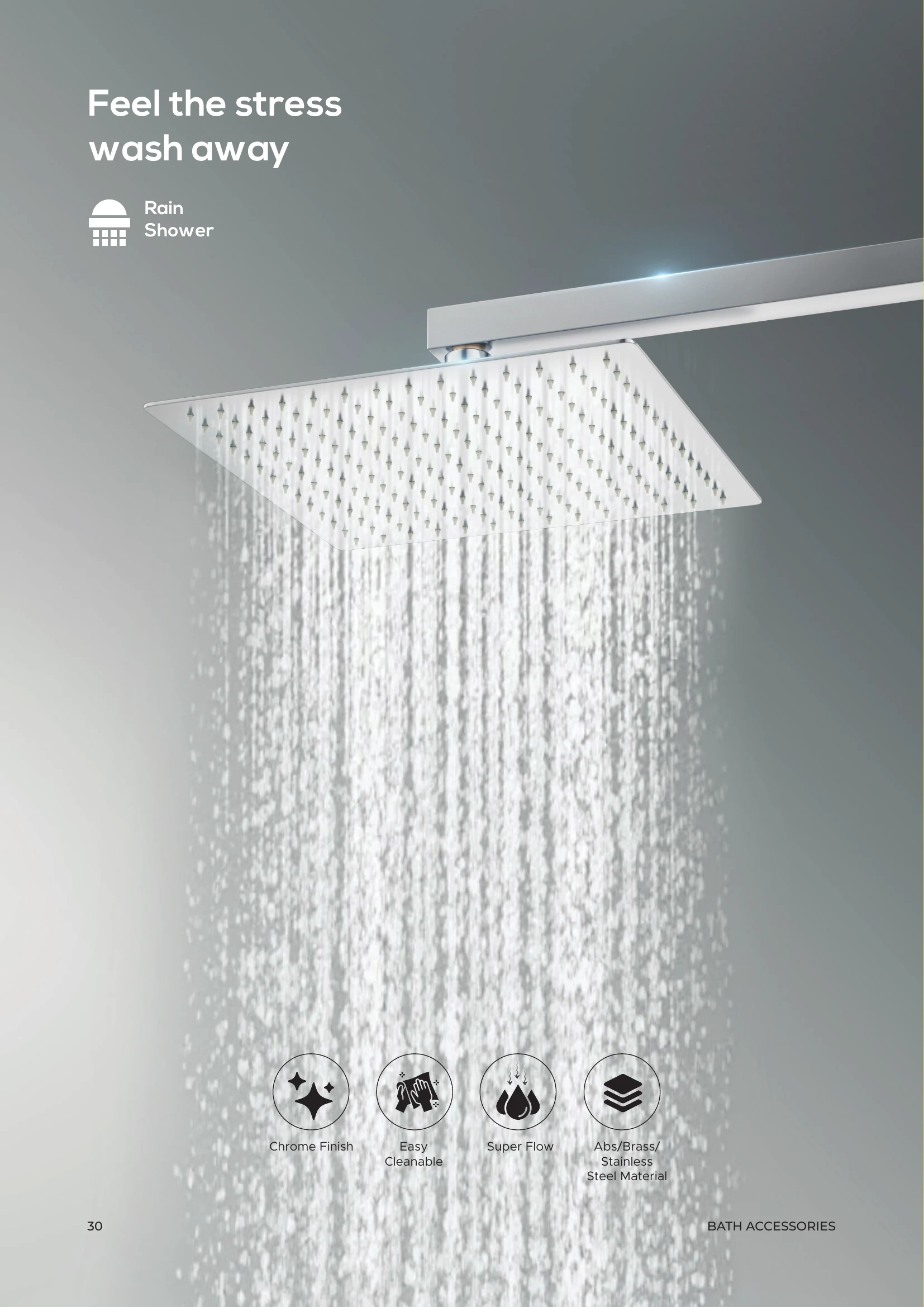 Plato overhead rain shower in use